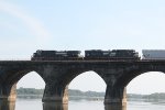 NS 9524 leads a train from Enola over Rockville bridge